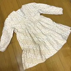 新品☆3Lシーインの膝丈花柄ベージュワンピースのサムネイル