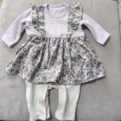 フリル付き花柄ロンパース 70
