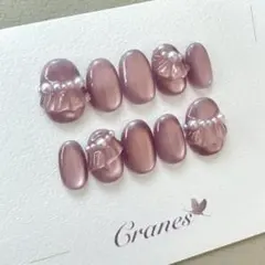 【ネイルチップ現品】マグネット　パール　フリル　上品　シンプル　10個セット