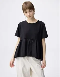 新品タグ付き　GU 布帛コンビネーションT ブラック　XXLのサムネイル