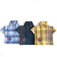 刺繍入りチェック柄シャツ　コースターセット