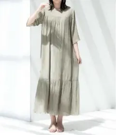 AUNT MARIE’S シフォン楊柳 ロングワンピースのサムネイル
