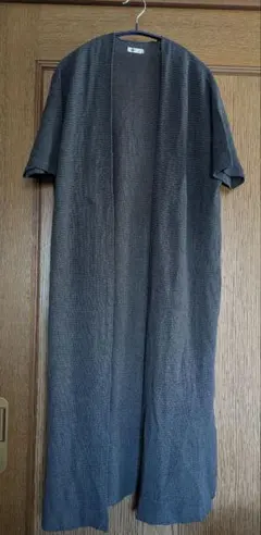 パラスパレス　グレー　半袖　ニット　カーディガン　ロング　和紙　麻　入りのサムネイル