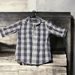 チェック柄 半袖シャツ コットン混紡