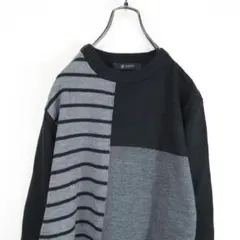 G6608*ナノユニバース☆ニット☆セーター☆プルオーバー☆黒 グレー☆S