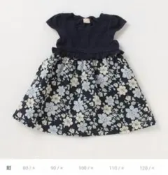 美品　プティマイン　カットレース花柄ドッキングワンピース　入園式　80