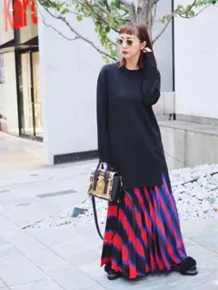 美品✨UN3D. オリガミボーダースカート プリーツロングスカート 36