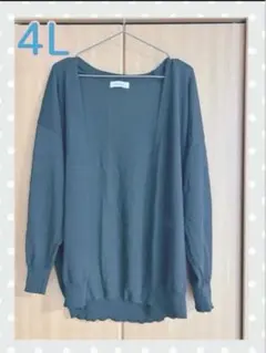 【新品】カーディガン レディース ボタンなし　薄手　ブラック　4 L