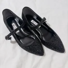DIANA グリッター ストラップパンプス ブラック21.5cmのサムネイル