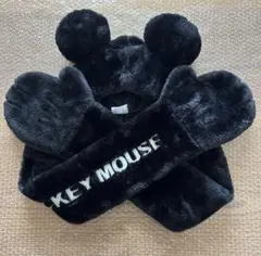 ディズニー　ファンキャップ　ミッキー　ブラック　黒　マフラー　手袋