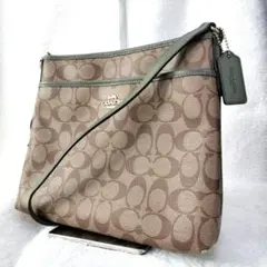 【希少色】コーチ　サコッシュ　PVC　ベージュ×モスグリーン　F29210