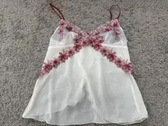 Wacoal キャミソール ホワイト レッド 花柄刺繍