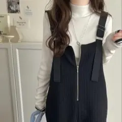 【classicalelf】ふくれジャガードフロントジップサロペット　Lサイズ