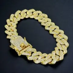 菱形 喜平ブレスレット 20cm 幅14mm ゴールド ブリンブリン ストリート
