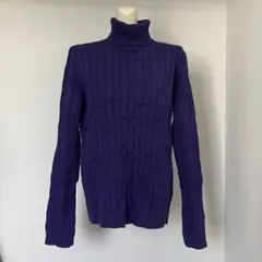 【美品】ケーブル編み タートルネック ニット