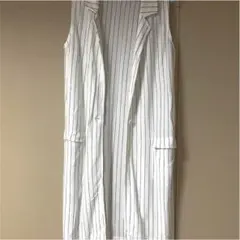 袖なし ロングカーディガン 白