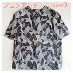 ジュンアシダ シルク 半袖 ブラウス レディース size9 幾何学模様のサムネイル