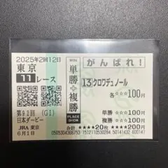 ムコ商品　クロワデュノール　メイクデビュー（新馬戦）　現地的中応援馬券 週刊Gallop】秋競馬開幕大特集！ ダービー馬クロワデュノールら