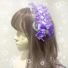 【ハンドメイド】リボンヘッドドレス パープル