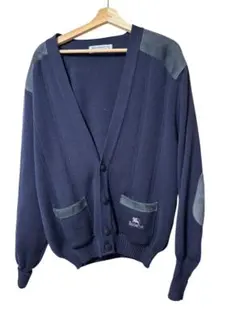 バーバリーズBURBERRYSスエードパッチ ヴィンテージ ウールカーディガン