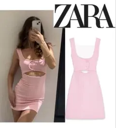 完売品　新品タグ付き　ZARA ザラ　ノースリーブ　カットワーク　ミニワンピース