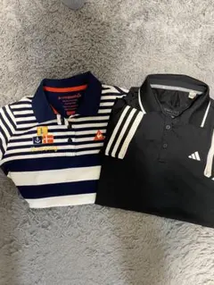 adidas 黒 ゴルフポロシャツ XL Lecoq ボーダーポロシャツ　L