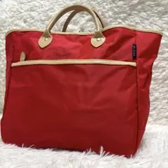 美品★ナイロン トートバッグ　赤　レッド　A4収納可能　大容量　軽量