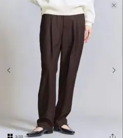 BEAUTY&YOUTH タックテーパードパンツ ダークブラウン XSサイズ