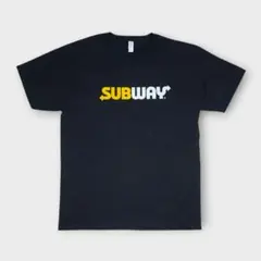 SUBWAY サブウェイTシャツ 公式 企業ロゴ メンズ ブラックL