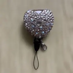 ハート/スワロフスキー/収納式ネックストラップ/デコプティ/スマホショルダー/鍵