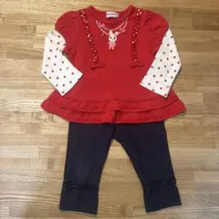 ミキハウス 80サイズ 赤いトップスとレギンスセット