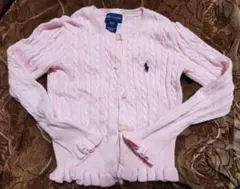 美品 訳ありRALPH LAUREN ピンク カーディガン 3/3T 100cm