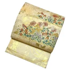 袋帯 金糸 牡菊花 楓 唐花模様 箔 着物 帯 045k p - メルカリ