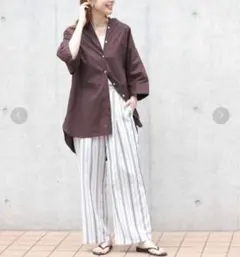 アーバンリサーチ　リネンストライプイージーパンツ