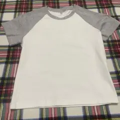 ホワイト/グレー ラグランスリーブ Tシャツ