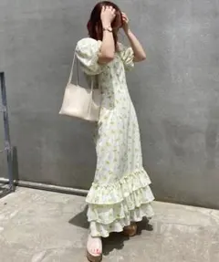 【美品・完売品】ナイスクラップ 花柄ティアードワンピース フリーサイズ 春夏