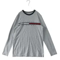 トミーヒルフィガー メンズ 長袖Tシャツ ロンT カットソー S グレー ロゴのサムネイル