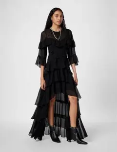 AllSaints Black Nat Ruffle Dress ワンピースのサムネイル