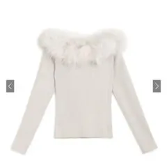 GRLファーオフショルダーニットトップス Mサイズ [an1271]