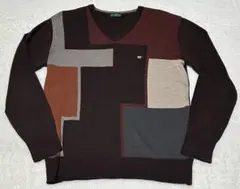 Golden Bear パッチワークデザイン ニットセーター Mサイズ