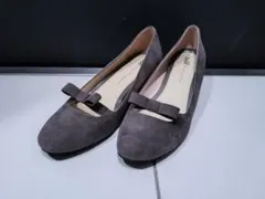 【美品】オリエンタルトラフィック/スエードパンプス/リボン付/グレー/25.5