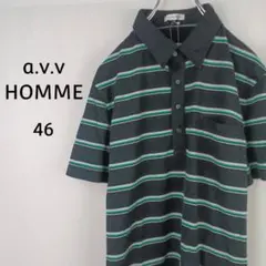 a.v.v HOMME　半袖　ポロシャツ　46　ブラック　マルチボーダー　タグ付