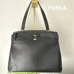 FURLAフルラ　ワンショルダーバッグ　サフィアーノレザー　黒　本革トートバッグ