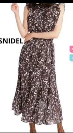 美品! スナイデル プリントプリーツワンピース 【1】 希少 ダークブラウン