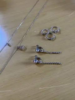 シルバーネックレス・イヤリング・指輪3点セット