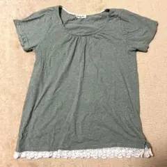 グリーン 半袖Tシャツ レース付き SamanthaMos2