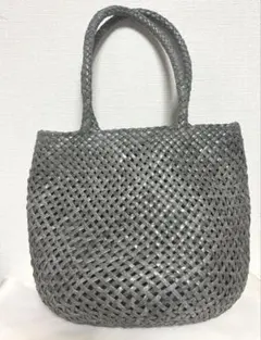 銀座ヨシノヤ　レザー　かご　バッグ　ネイビー　編み込み　イントレーチャー　極美品 銀座ヨシノヤ レザー かご バッグ ネイビー 編み込み イントレーチャー