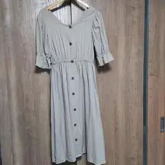 ロングワンピース麻混