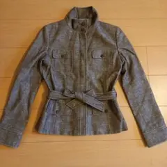 COMME CA DU MODE　ウエストベルト付きグレージャケット　9号のサムネイル