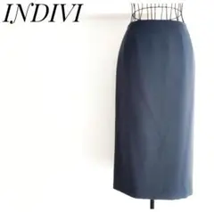 美品♡インディヴィ 大人くすみブルー オールシーズンシンプルタイトスカートXS